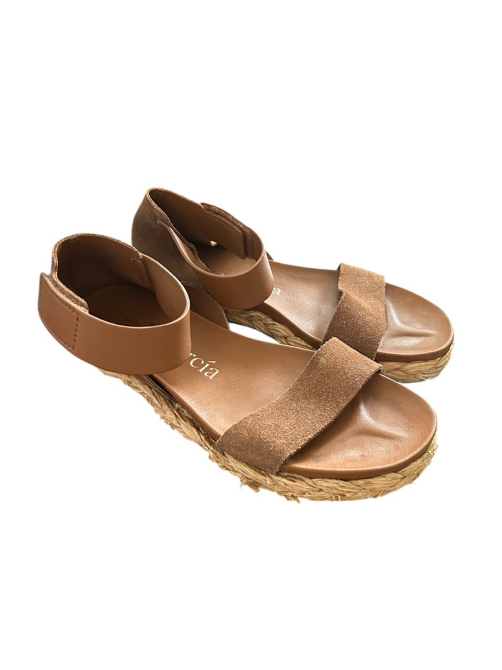 PEDRO GARCIA 40.5 JAIDA SANDAL suede leather w raffia cork sole trim comfort - Picture 4 of 12